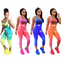 Wholesale Fashion Bodycon Women Sport Clothing Multicolor Printed Sports Outfits Two Piece Sets